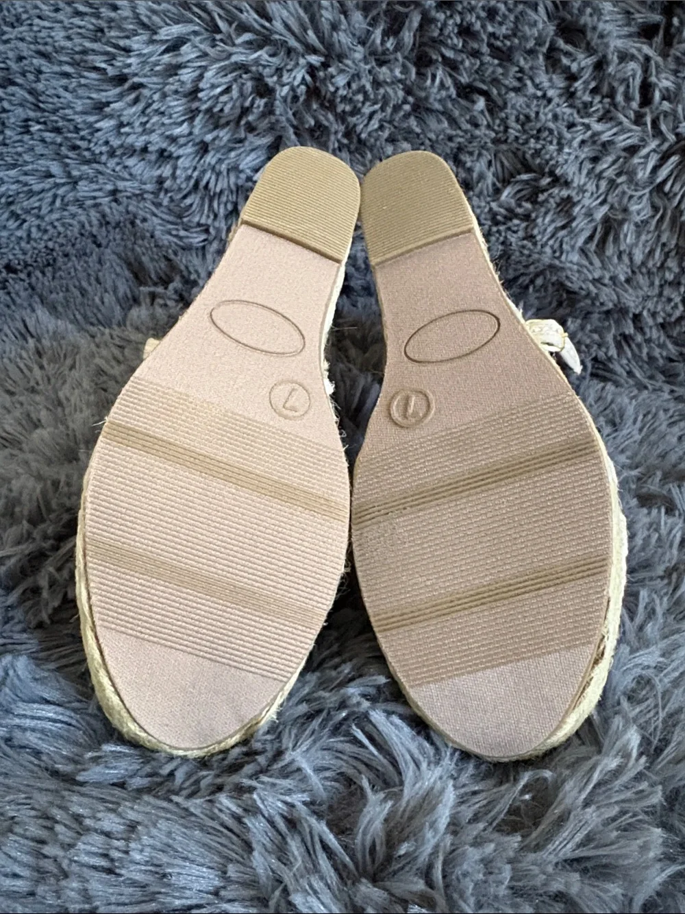 Candie's Cream Crochet Espadrille Wedge Sandals with Jute Platform